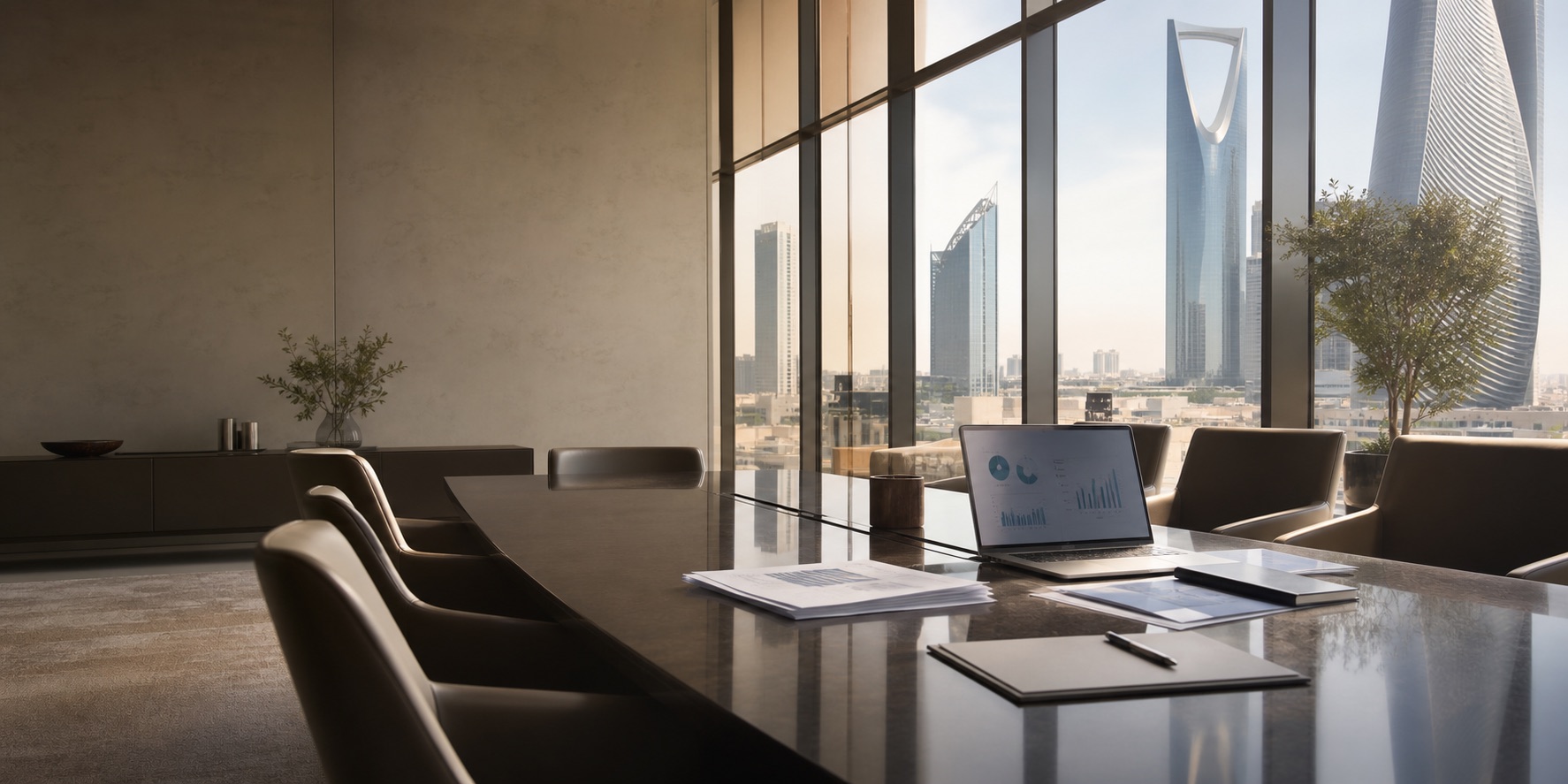 Executive strategy room with advisory materials
